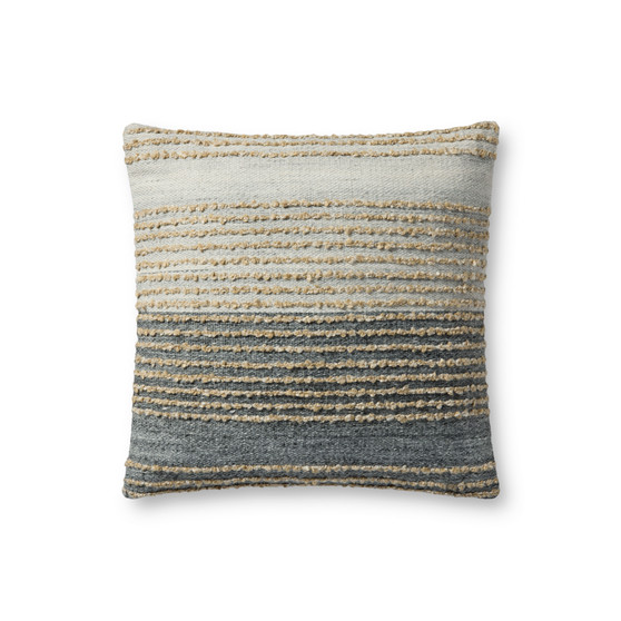 Brigette Romanek PBR0005 Grey  Natural 18 x 18 Cover wDown Pillow