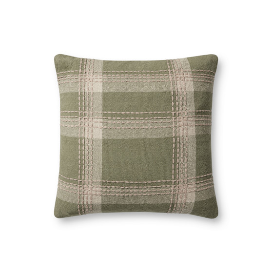 Jean Stoffer x Loloi PJS0016 Green  Multi 18 x 18 Cover wPoly Pillow