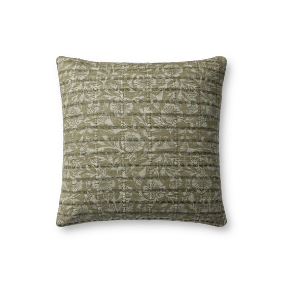 Jean Stoffer x Loloi PJS0024 Green  Grey 18 x 18 Cover wPoly Pillow