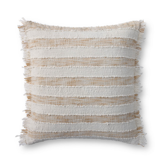 Loloi PLL0134 Beige  Ivory 22 x 22 Cover wDown Pillow