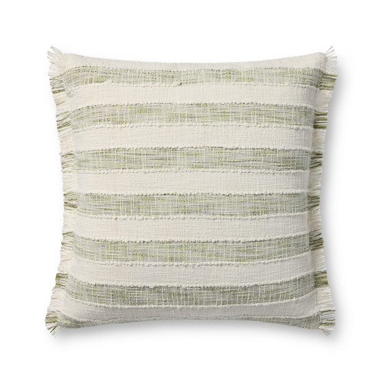 Loloi PLL0134 Green  Ivory 22 x 22 Cover wDown Pillow