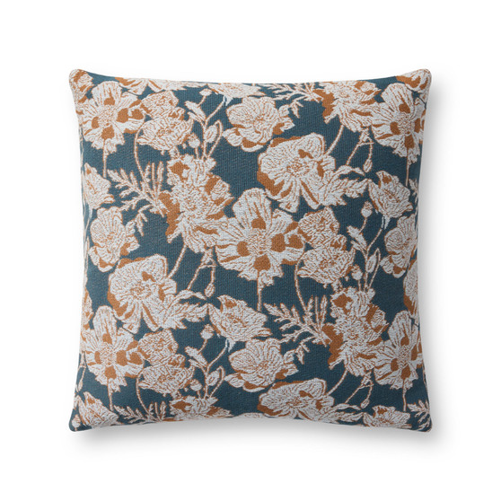 Chris Loves Julia x Loloi Matilda Blue  Orange 18 x 18 Cover w Down Pillow
