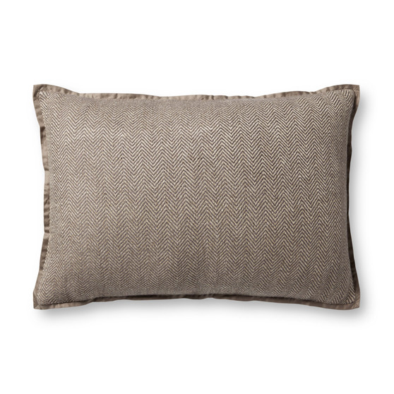 Jean Stoffer x Loloi PJS0018 Dark Taupe 16 x 26 Cover wPoly Pillow