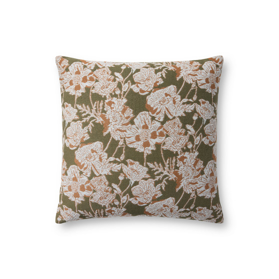 Chris Loves Julia x Loloi Matilda Olive  Orange 18 x 18 Cover w Down Pillow