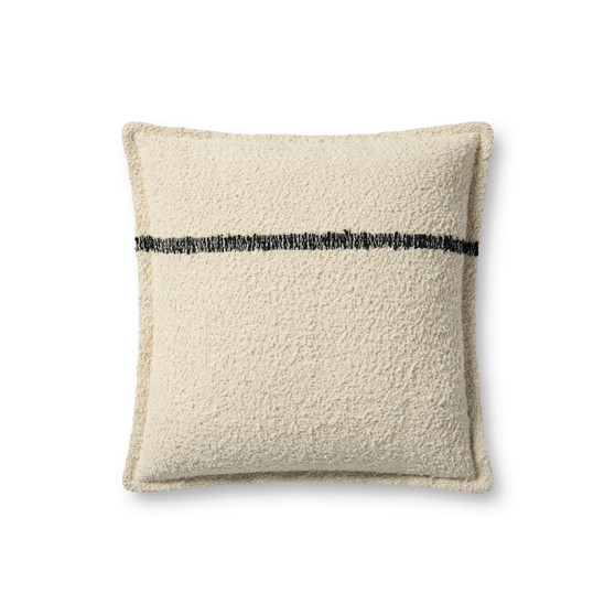 Brigette Romanek PBR0015 Natural  Charcoal 18 x 18 Cover wDown Pillow