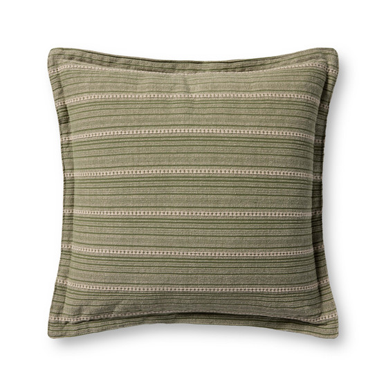 Chris Loves Julia x Loloi Howie Green  Natural 22 x 22 Cover w Poly Pillow