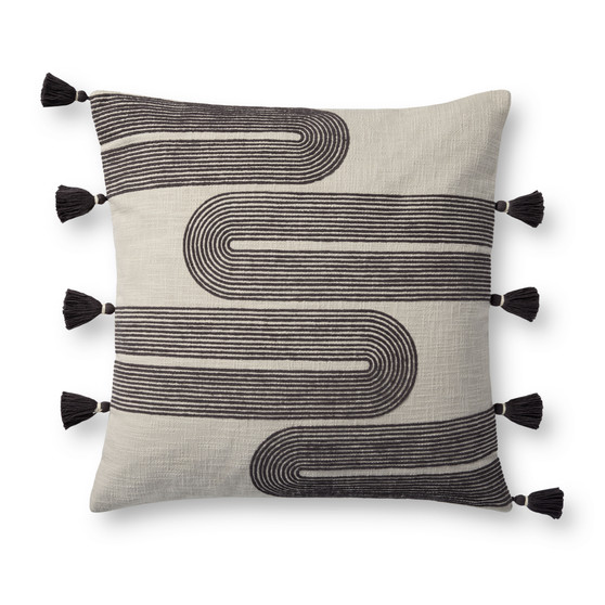 Brigette Romanek PBR0003 Black  Grey 22 x 22 Cover wDown Pillow