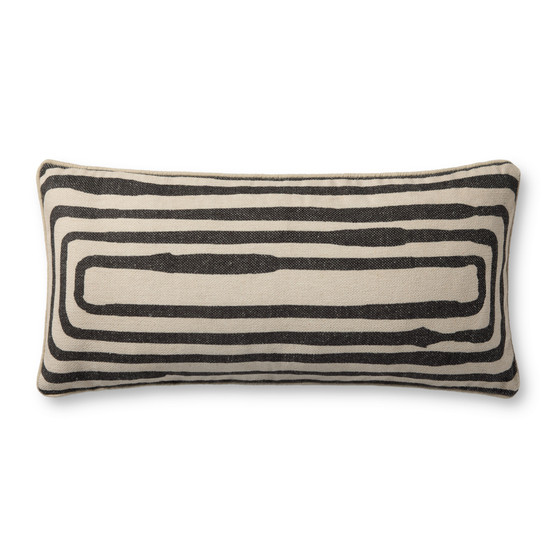 Brigette Romanek PBR0009 Natural  Black 12 x 27 Cover Only Pillow