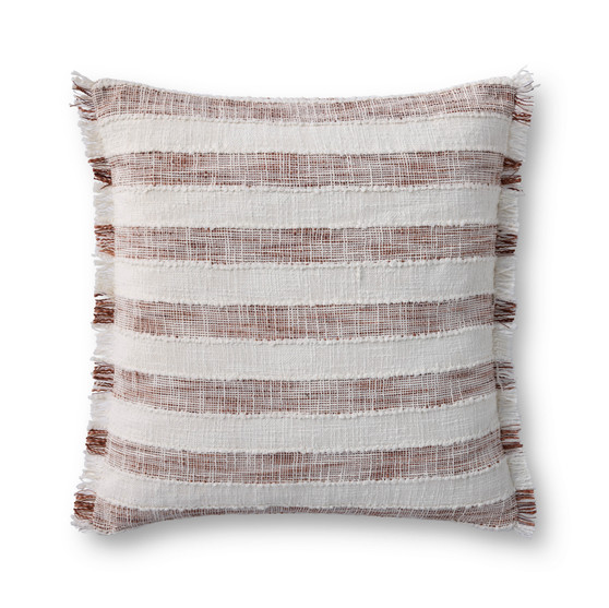 Loloi PLL0135 Rust  Ivory 22 x 22 Cover wDown Pillow