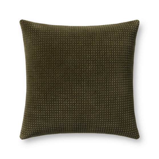 Loloi PLL0130 Dark Olive 22 x 22 Cover wDown Pillow