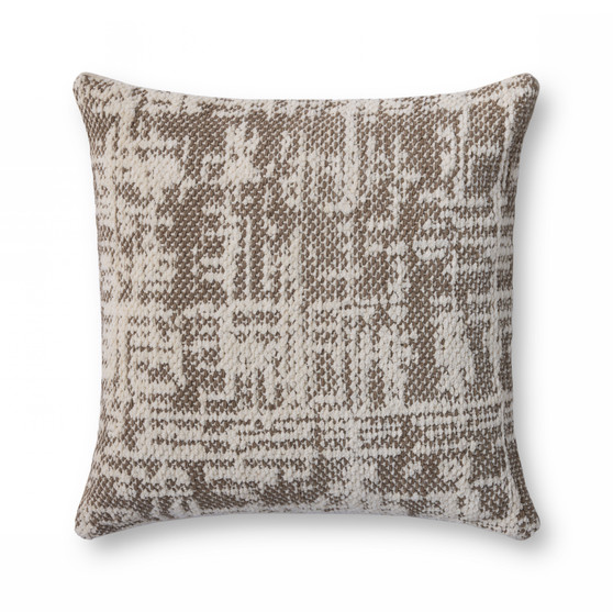 Loloi PLL0141 Dark Taupe  Ivory 22 x 22 Cover wPoly Pillow