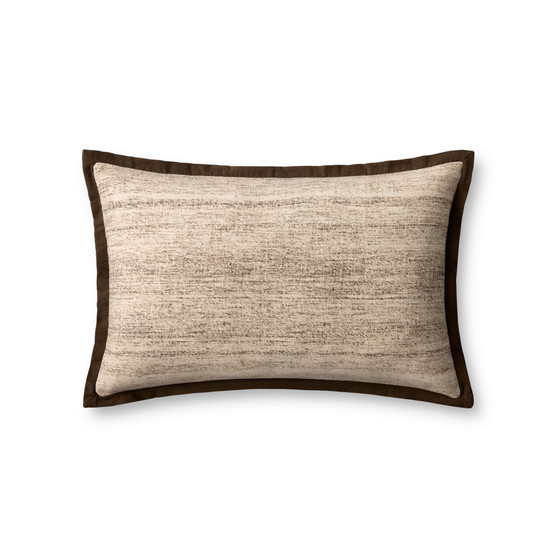 Loloi PLL0143 Brown  Ivory 16 x 26 Cover wDown Pillow
