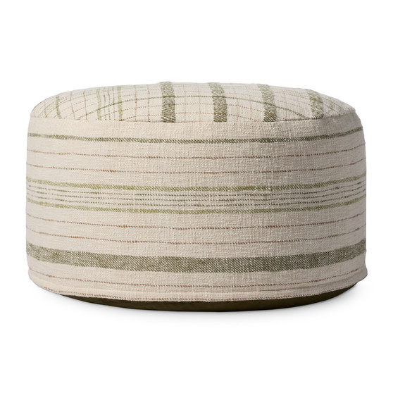 Chris Loves Julia x Loloi Wallace Cream 36W x 36D x 17H Round Pouf