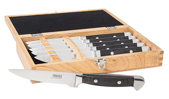 Viking Steakhouse Black Pakkawood 6-Piece Steak Knife Set