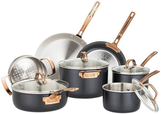 Viking Stainless Steel 3-Ply Black 11 Piece Cookware Set