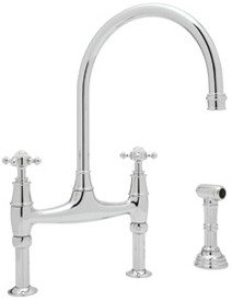 Rohl Perrin  Rowe Georgian Era Bridge Polished Chrome Kitchen Faucet With Sidespray