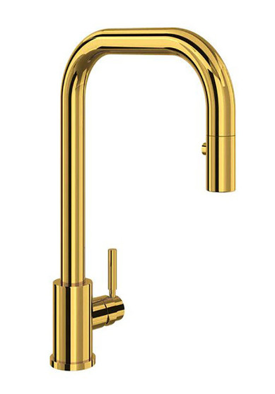 Rohl Perrin  Rowe Holborn Unlacquered Brass U-Spout Pull-Down Faucet