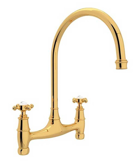 Rohl Perrin  Rowe Georgian Era Bridge English Gold Kitchen Faucet