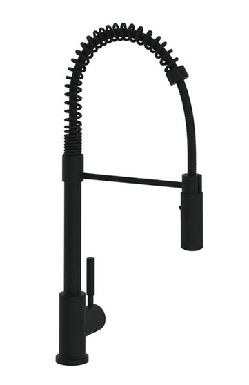 Rohl Lux Matte Black Stainless Steel C-Spout Pro Pull-Down Faucet