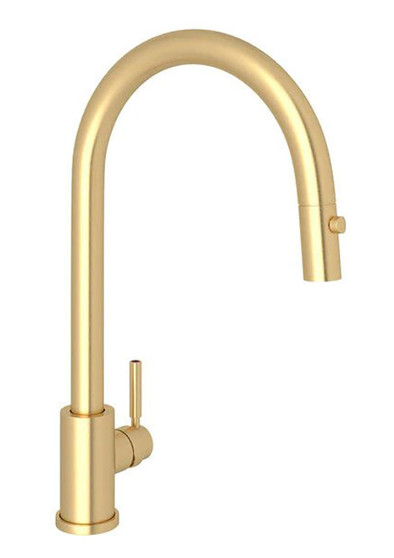 Rohl Perrin  Rowe Holborn Satin English Gold C-Spout Pull-Down Faucet