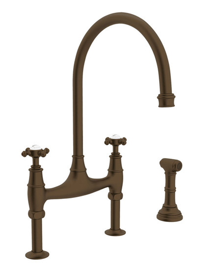 Rohl Perrin  Rowe Georgian Era Bridge English Bronze Kitchen Faucet With Sidespray