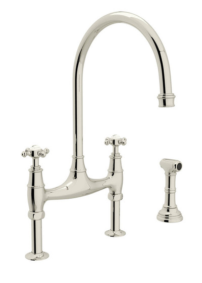 Rohl Perrin  Rowe Georgian Era Bridge Kitchen Facuet w Sidespray in Polished Nickel
