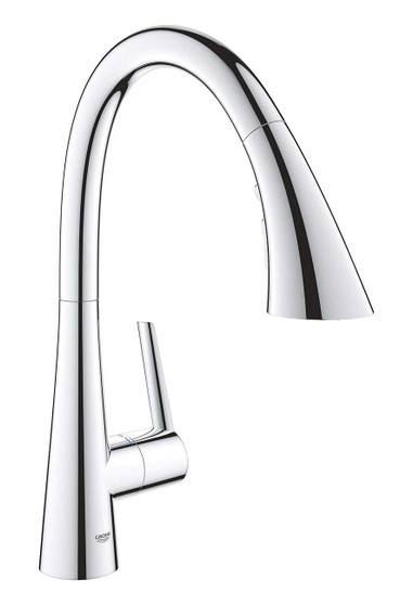 GROHE Zedra Starlight Chrome Single-Handle Pull-Down Kitchen Faucet