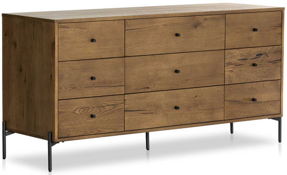 Four Hands Eaton Dresser with 9 Drawers in Amber Oak Resin