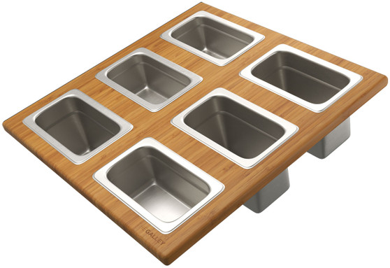 The Galley Natural Golden Bamboo Dual-Tier Condiment Serving Board