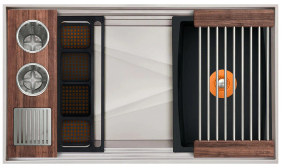 The Galley 36-Inch Ideal ThinTop WashStation 3S in American Black Walnut
