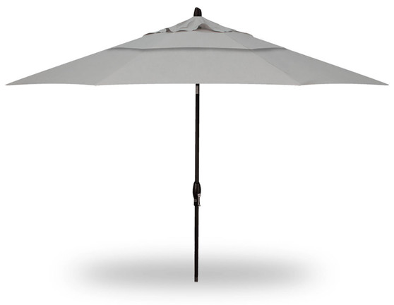 Treasure Garden Auto Tilt 11 Market Umbrella In Cast Silver Sunbrella w Black Frame