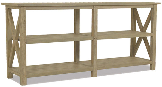 Sunset West Coastal Teak X Console Table in Coastal Teak