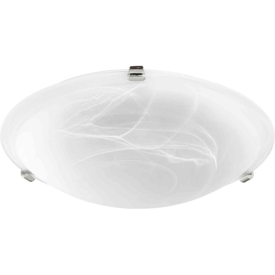 Transitional 16" Faux Alab Ceiling Mount In Polished Nickel And Faux Alabaster