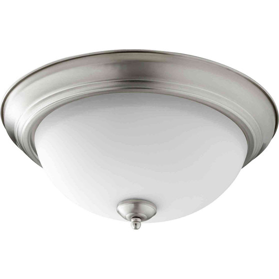 Traditional 15" Stn Opal Ceiling Mount In Satin Nickel And Satin Opal