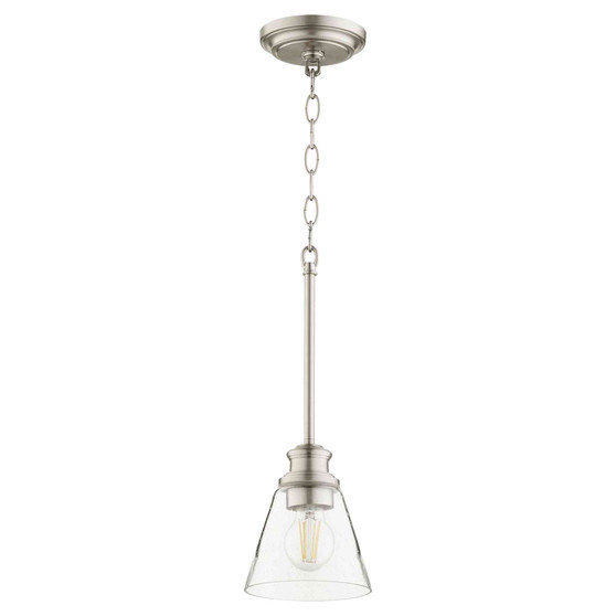Soft Contemporary Dunbar 1 Light Pendant In Satin Nickel