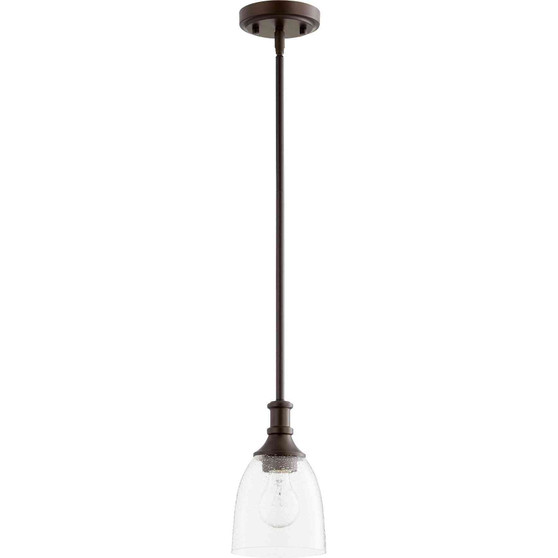 Transitional Richmond Clear Seeded Pendant In Oiled Bronze And Clear/Seeded