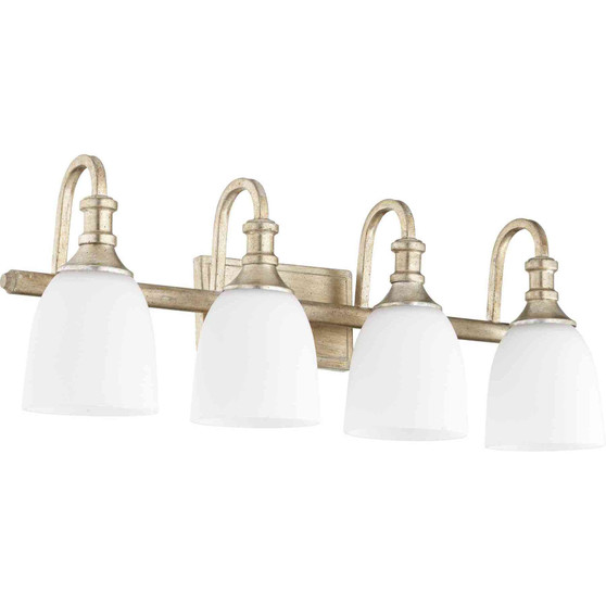 Transitional Richmond 4 Light Vanity In Aged Silver Leaf