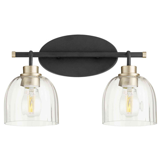 Soft Contemporary Espy 2 Light Vanity In Noir And Aged Brass