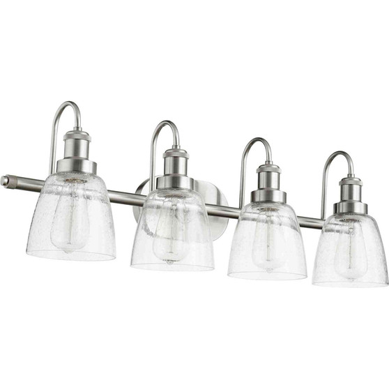 Transitional 4 Light Clear Seeded Vanity In Satin Nickel
