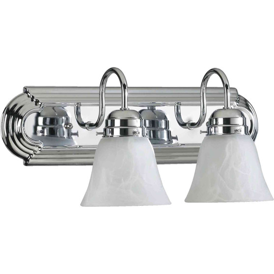 Traditional 2 Light Vanity With Faux Alab In Chrome