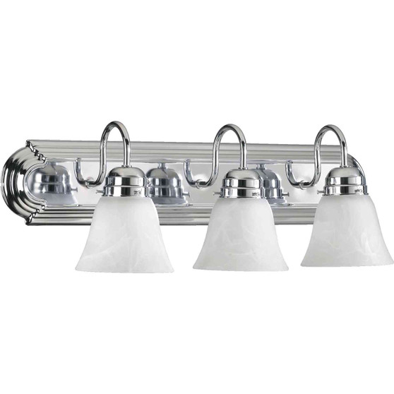 Traditional 3 Light Vanity With Faux Alab In Chrome