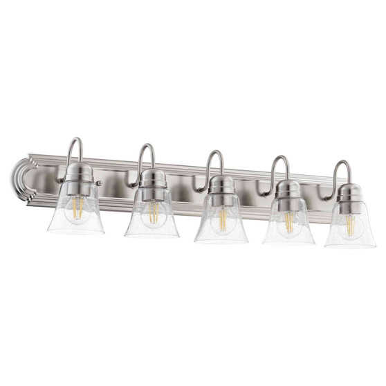 Traditional 5 Light Vanity With Clear Seeded In Satin Nickel And Clear/Seeded