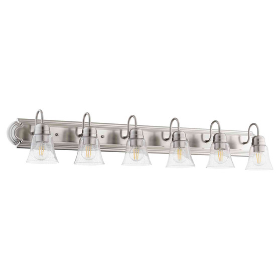 Traditional 6 Light Vanity With Clear Seeded In Satin Nickel And Clear/Seeded
