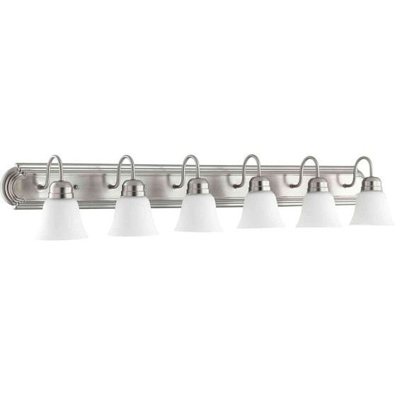 Traditional 6 Light Vanity With Stn Opal In Satin Nickel And Satin Opal