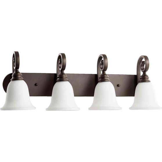 Traditional Bryant 4 Light Opal Vanity In Oiled Bronze And Satin Opal