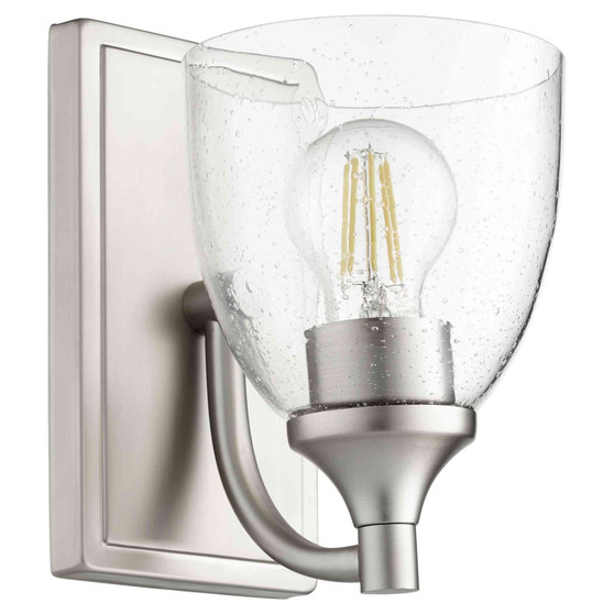 Transitional Enclave Clear Seeded Wall Mount In Satin Nickel And Clear/Seeded