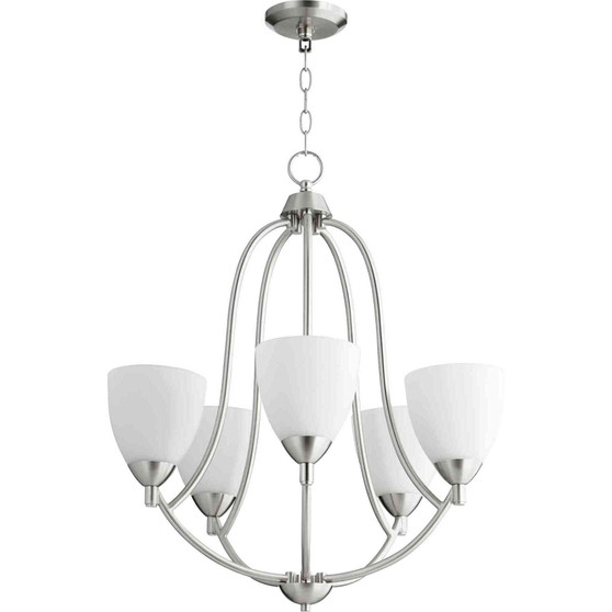 Transitional Barkley 5 Light Chandelier In Satin Nickel