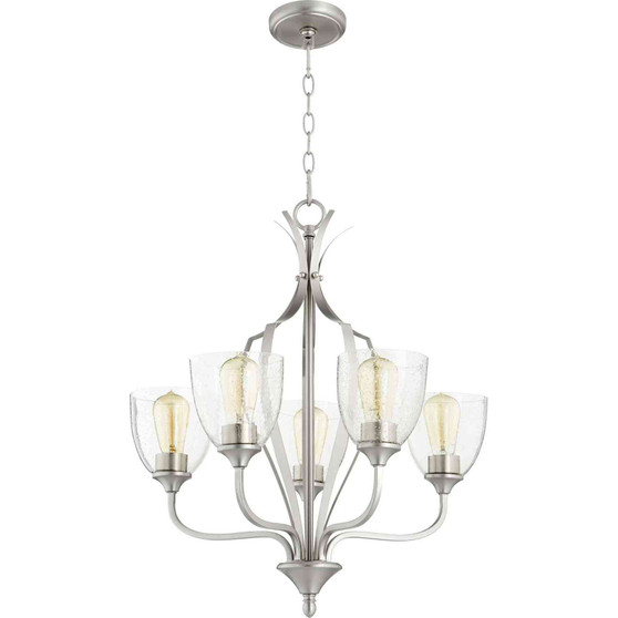 Traditional Jardin 5 Light Chandelier In Satin Nickel