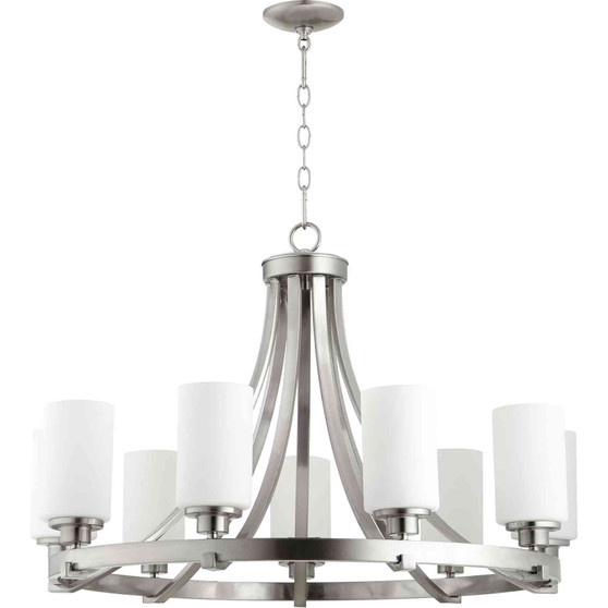 Transitional Lancaster 9 Light Chandelier In Satin Nickel