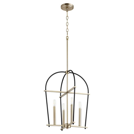 Soft Contemporary Espy Medium 4 Light Entry In Noir And Aged Brass